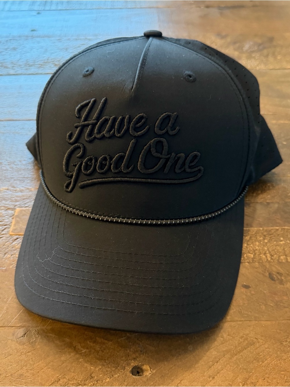Have a Good One Embroidered Black Men's Rope Cap
